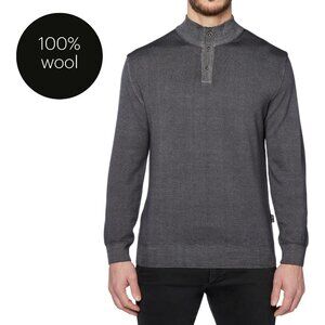 HORST Charcoal Denim-Effect Wool Henley Sweater Made in Italy l